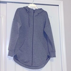 Gray quilted zip up hoodie, size M